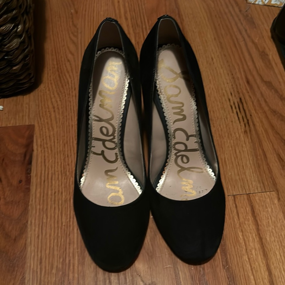 Black Suede Sam Edelman Block Heel Pumps